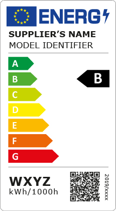 Energimärkningsetikett för belysning.